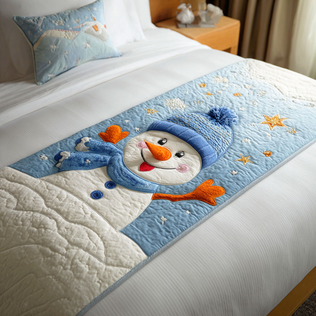 Frosty Snowman Quilted Bed Runner NCU0TD574