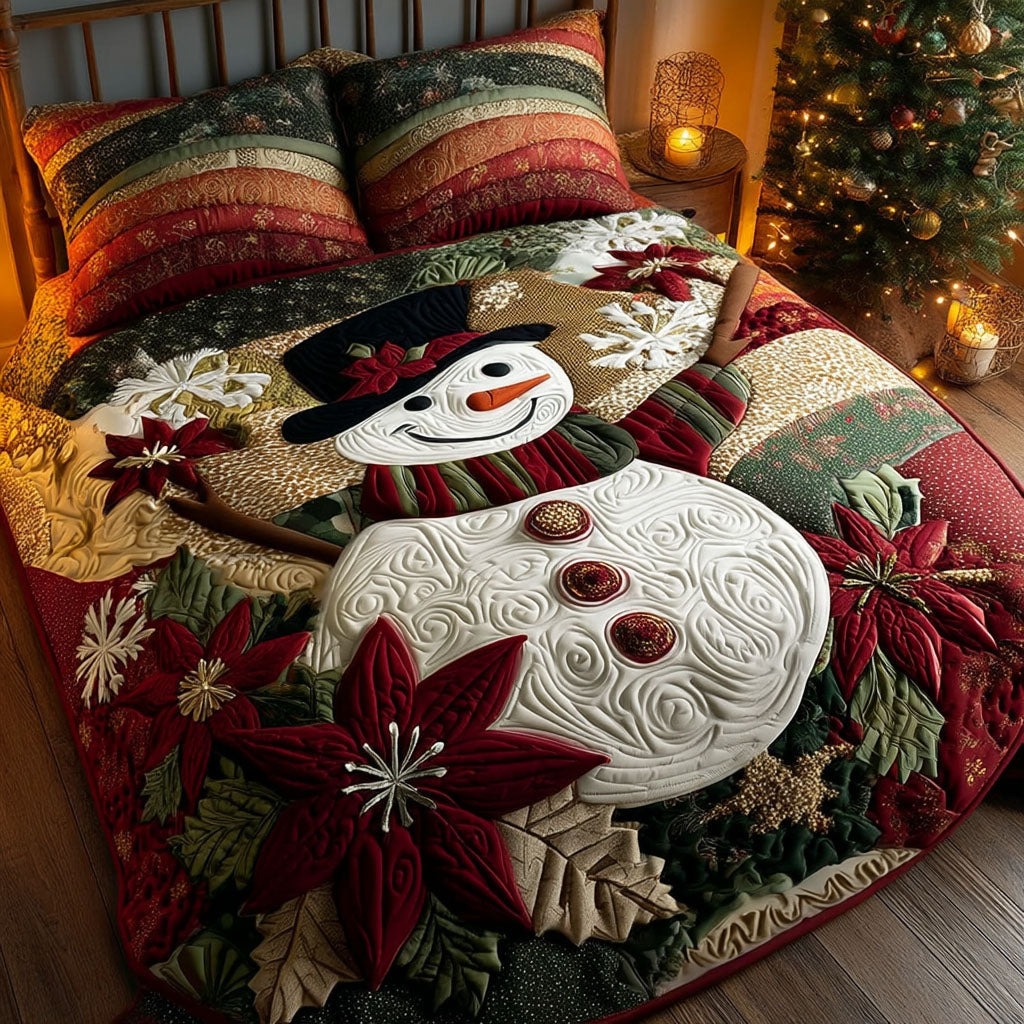 Frosty Bloom 3-Piece Quilted Bedding Set NCU0TV263