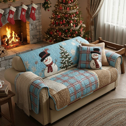 Frosty Blue Festive Nights Quilted Sofa Cover NCU0PT10361