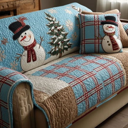 Frosty Blue Festive Nights Quilted Sofa Cover NCU0PT10361