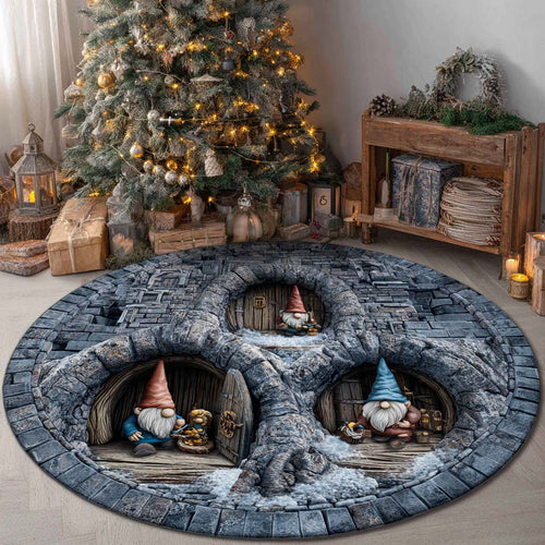 Frosty Blue Gnome Den Round Carpet NCU0XD2028
