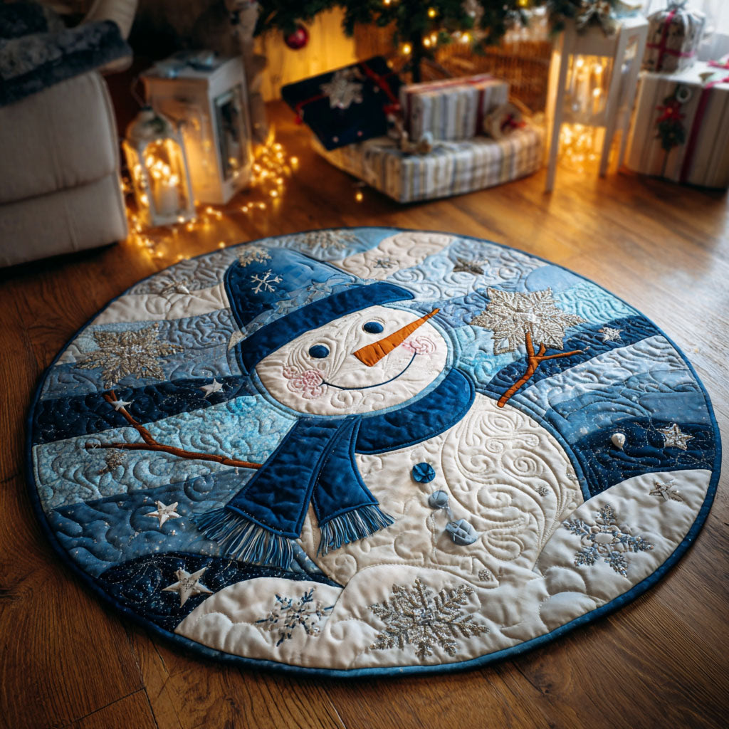 Frosty Blue Night Quilted Round Mat NCU0TV316