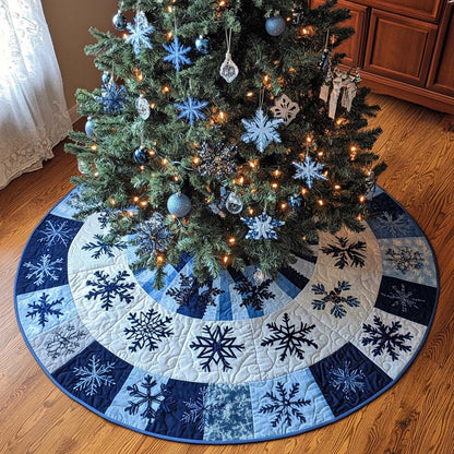 Frosty Blues Christmas Quilted Tree Skirt NCU0NT2224