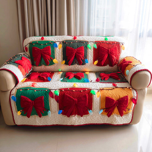 Frosty Bow Light Quilted Sofa Cover NCU0TD1054