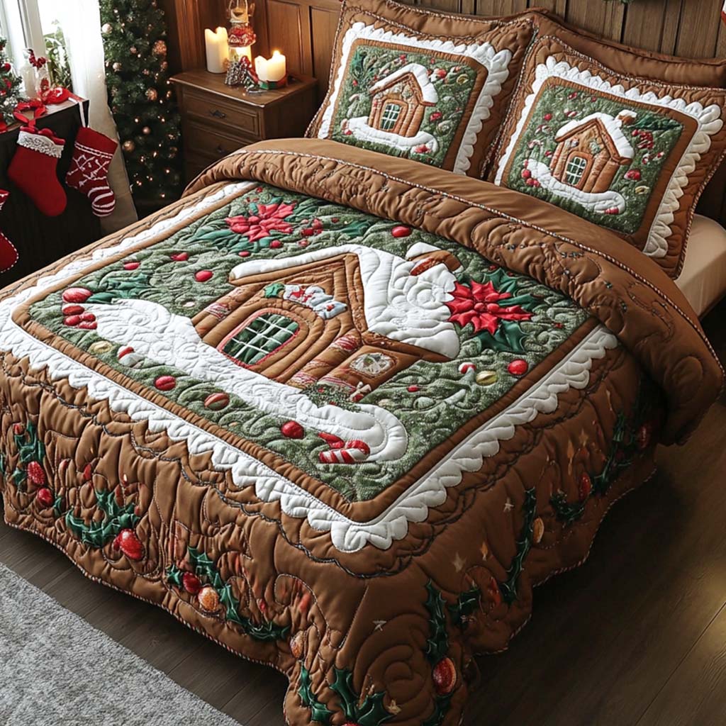 Frosty Cabin Magic 3-Piece Quilted Bedding Set NCU0XD499