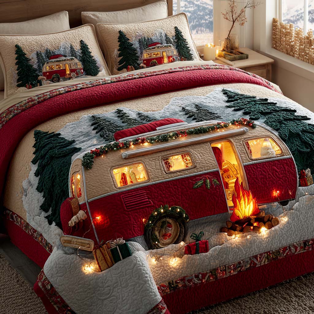 Frosty Campfire 3-Piece Quilted Bedding Set NCU0NT11363