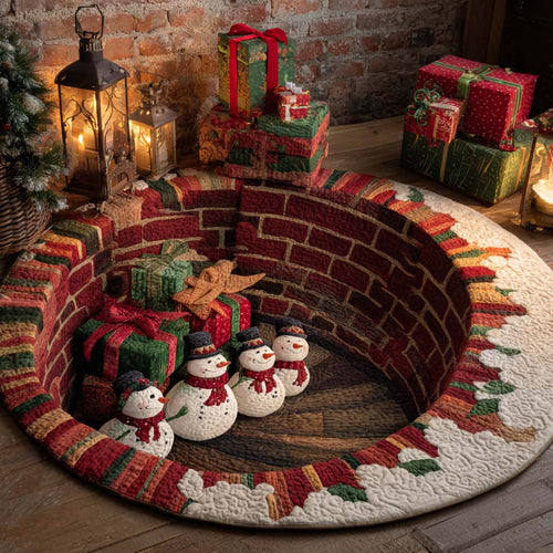 Frosty Carousel Quilted Round Mat NCU0XD1690