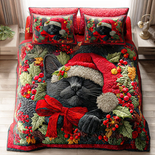 Frosty Cat Charm 3-Piece Quilted Bedding Set NCU0TD920