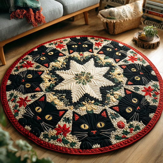 Frosty Cat Charm Quilted Round Mat NCU0TD928