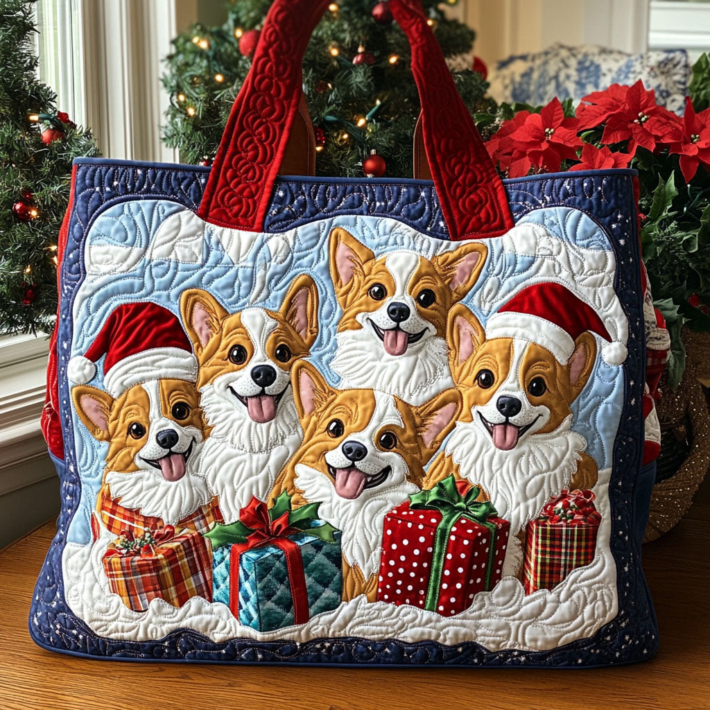 Frosty Corgi Quilted Tote Bag NCU0PT9234
