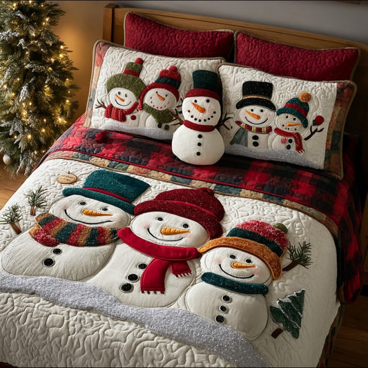 Frosty Family 3-Piece Quilted Bedding Set NCU0DV7806