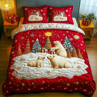 Frosty Family 3-Piece Quilted Bedding Set NCU0NT2379