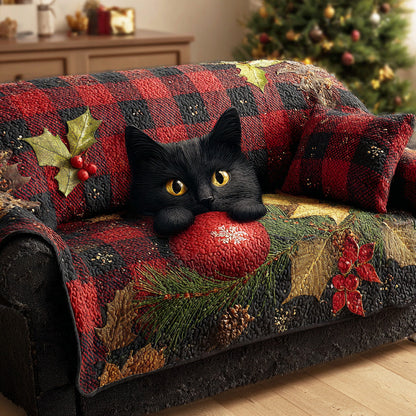 Frosty Feline Magic Quilted Sofa Cover NCU0TD1393