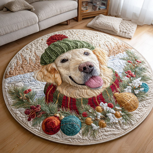 Frosty Fetch Quilted Round Mat NCU0TD374