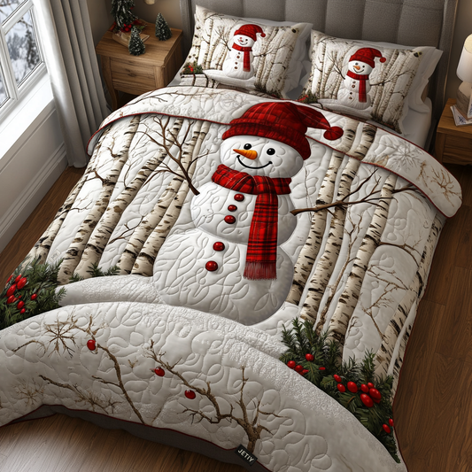 Frosty Fir Forest 3-Piece Quilted Bedding Set NCU0DV1731