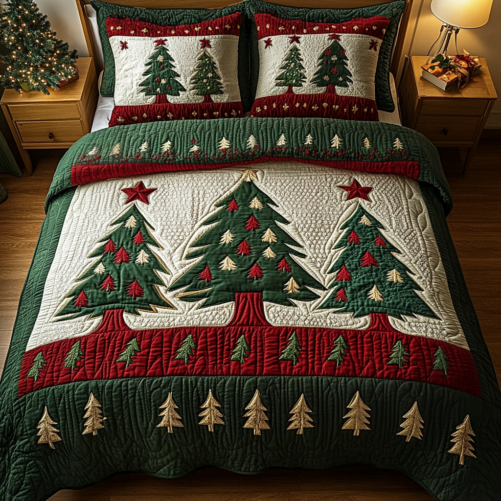 Frosty Forest 3-Piece Quilted Bedding Set NCU0VH514