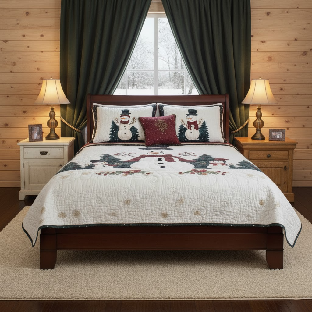 Frosty Friends 3-Piece Quilted Bedding Set NCU0DK2167