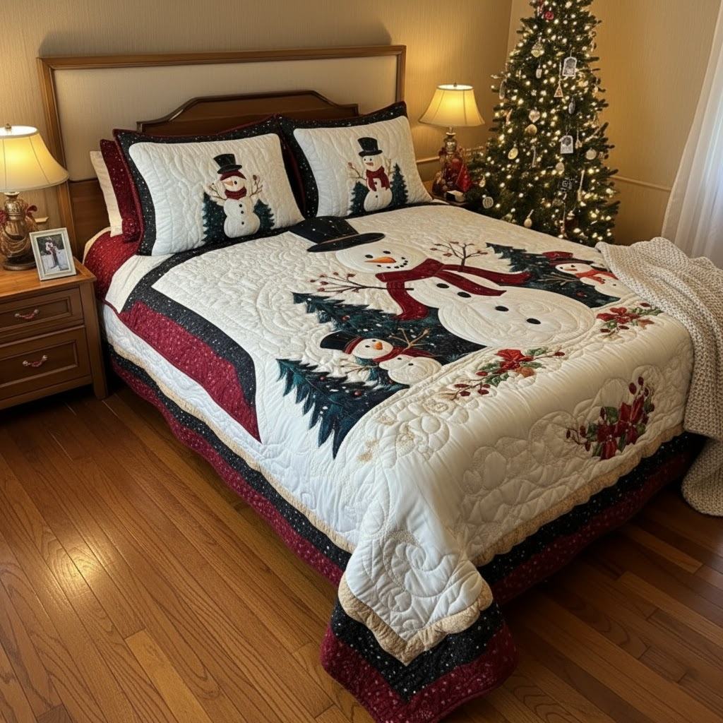 Frosty Friends 3-Piece Quilted Bedding Set NCU0DK2167