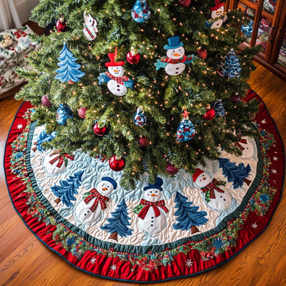 Frosty Friends Christmas Quilted Tree Skirt NCU0NT1974