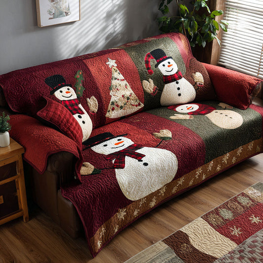 Frosty Friends Gathering Quilted Sofa Cover NCU0PT9887