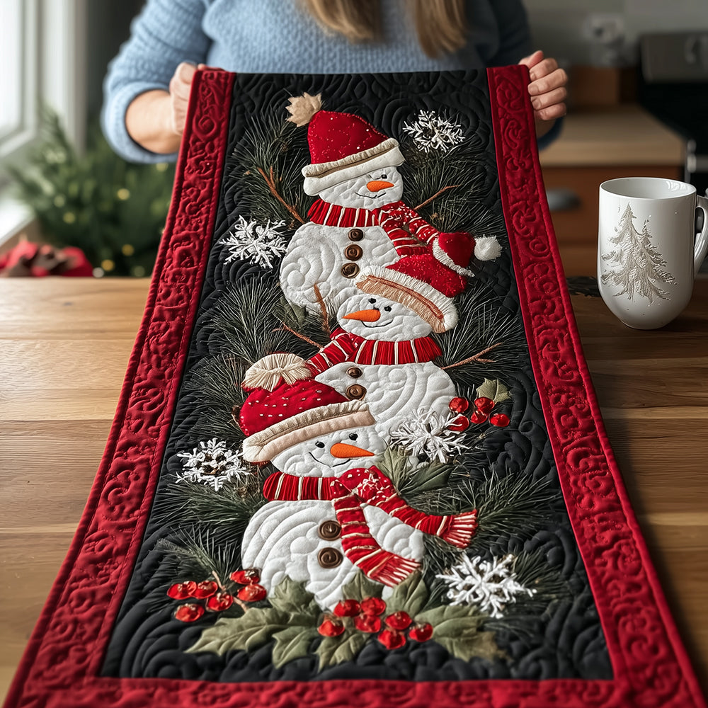 Frosty Friends Parade Quilted Table Runner NCU0TH3853
