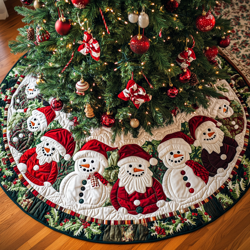 Frosty Fun Christmas Quilted Tree Skirt NCU0DK2099