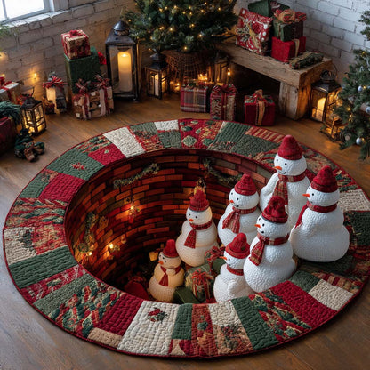 Frosty Gathering Circle Quilted Round Mat NCU0XD1695