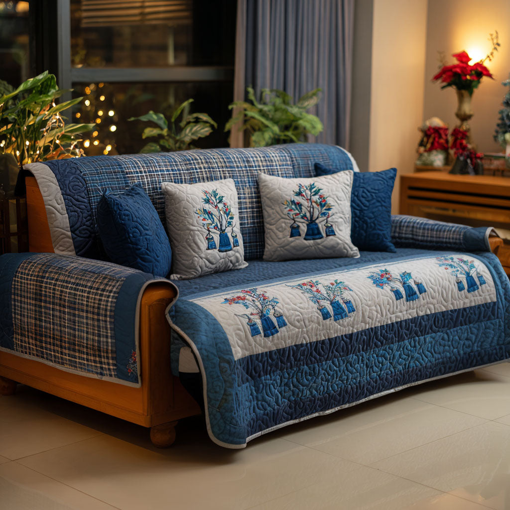 Frosty Glow Quilted Sofa Cover NCU0PT9676