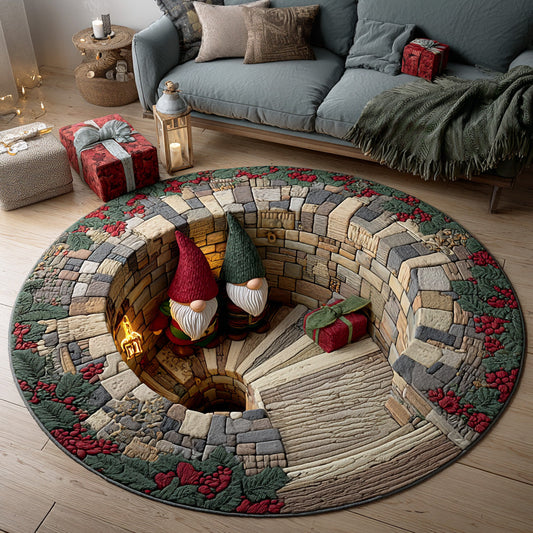 Frosty Gnome Cheer Quilted Round Mat NCU0TD1293