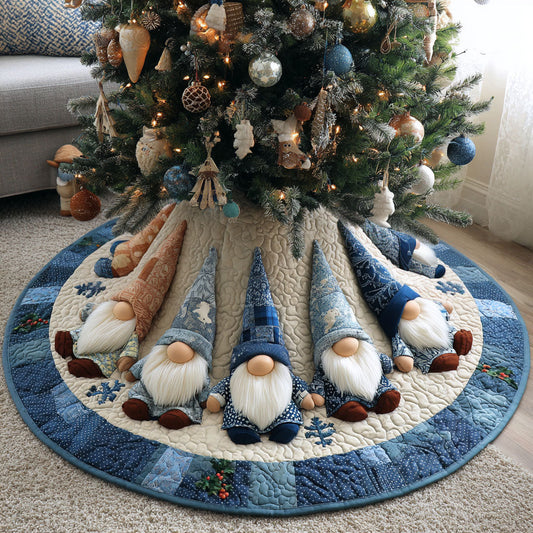Frosty Gnome Dreams Christmas Quilted Tree Skirt NCU0PT10622