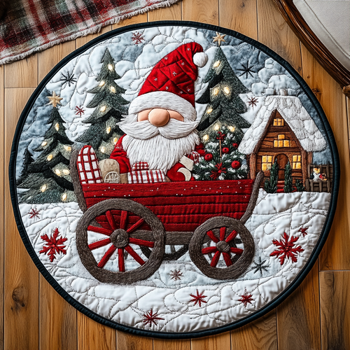 Frosty Gnome Friends Quilted Round Mat NCU0DK1113