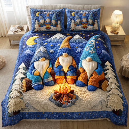 Frosty Gnome Wishes 3-Piece Quilted Bedding Set NCU0TD962