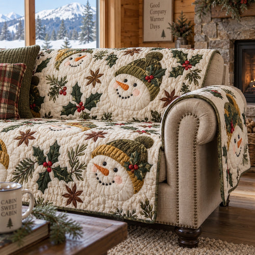 Frosty Holly Guardian Quilted Sofa Cover NCU0VL4030