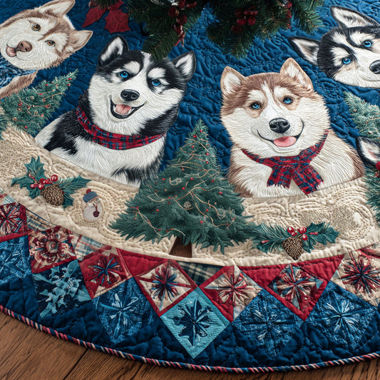 Frosty Husky Dreams Quilted Christmas Tree Skirt NCU0DV8059