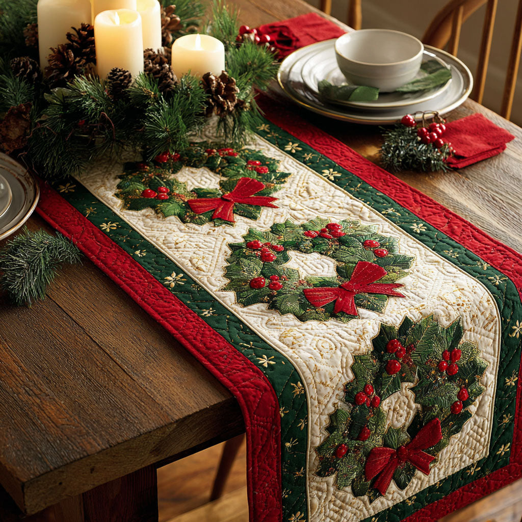Frosty Lane Quilted Table Runner NCU0TD420