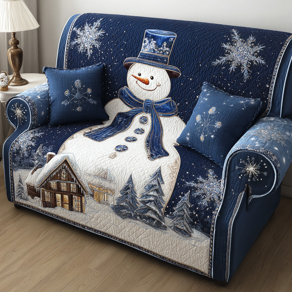 Frosty Lane Snowman Quilted Sofa Cover NCU0TD1523
