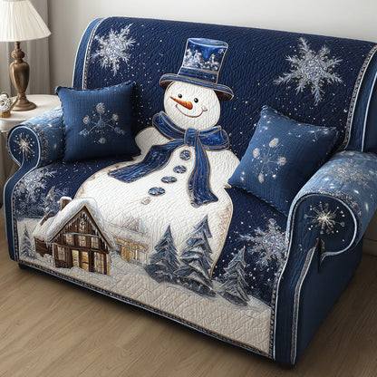 Frosty Lane Snowman Quilted Sofa Cover NCU0TD1523