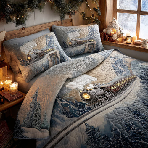 Frosty Locomotion 3-Piece Quilted Bedding Set NCU0DV8210