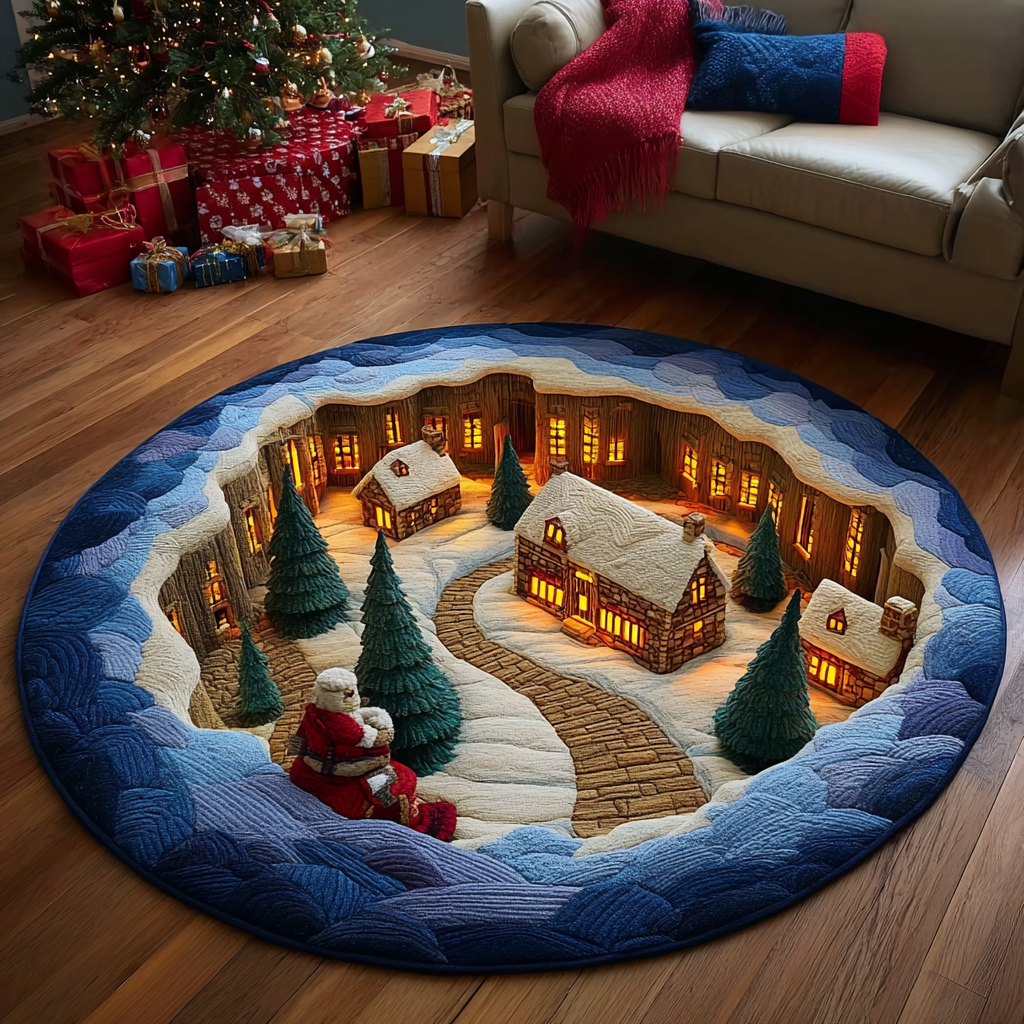 Frosty Night Quilted Round Mat NCU0DK11359