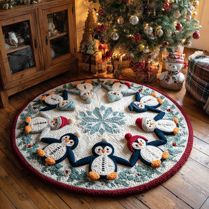 Frosty Penguin Friends Quilted Round Mat NCU0TD1784