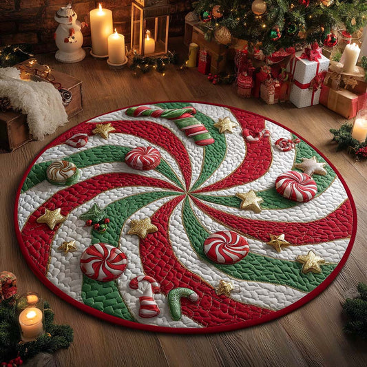 Frosty Peppermint Quilted Round Mat NCU0XD533