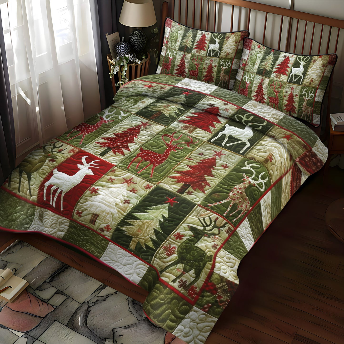 Frosty Pines Quilted Bedding Set NCU0DV1626