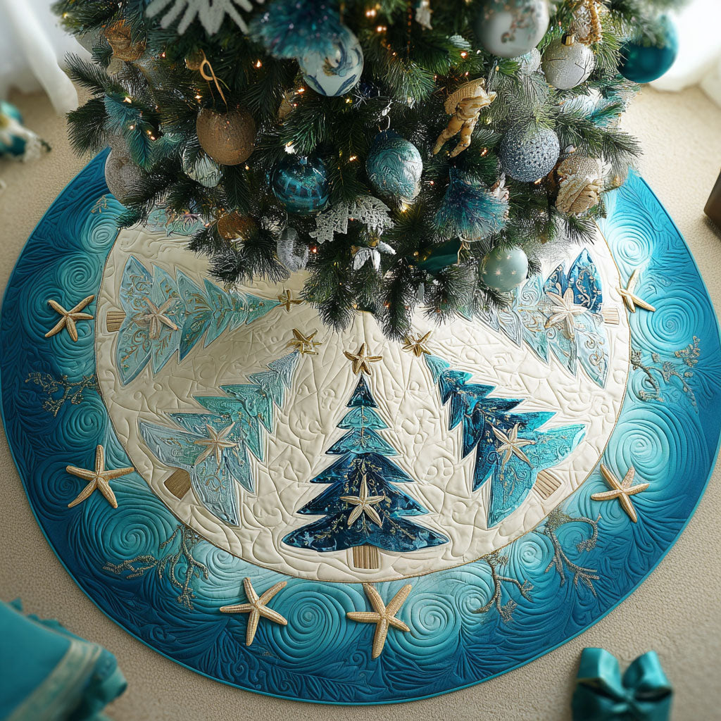 Frosty Pines Village Christmas Quilted Tree Skirt NCU0PT10277