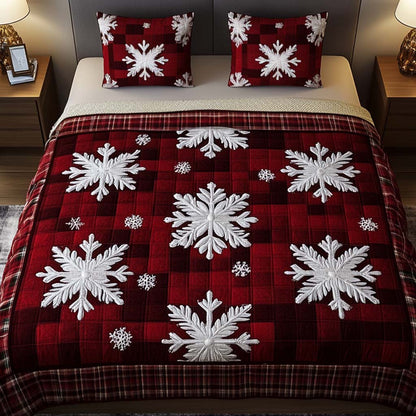 Frosty Plaid 3-Piece Quilted Bedding Set NCU0NT2116