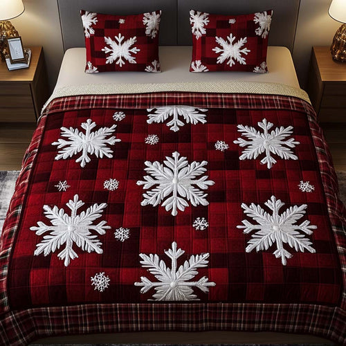 Frosty Plaid 3-Piece Quilted Bedding Set NCU0NT2116