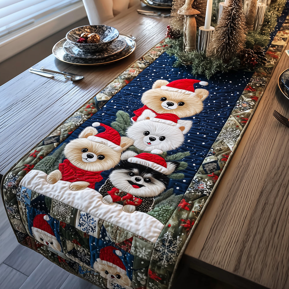 Frosty Poms Quilted Table Runner NCU0TH3398