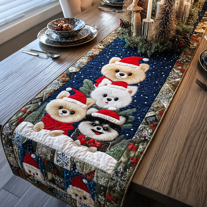 Frosty Poms Quilted Table Runner NCU0TH3398
