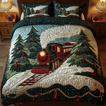 Frosty Rails 3-Piece Quilted Bedding Set NCU0VH571