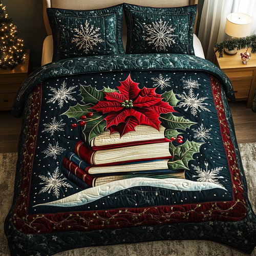 Frosty Reading Nights 3-Piece Quilted Bedding Set NCU0TL2088