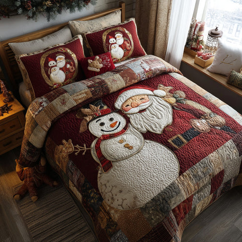 Frosty Santa 3-Piece Quilted Bedding Set NCU0DV7787